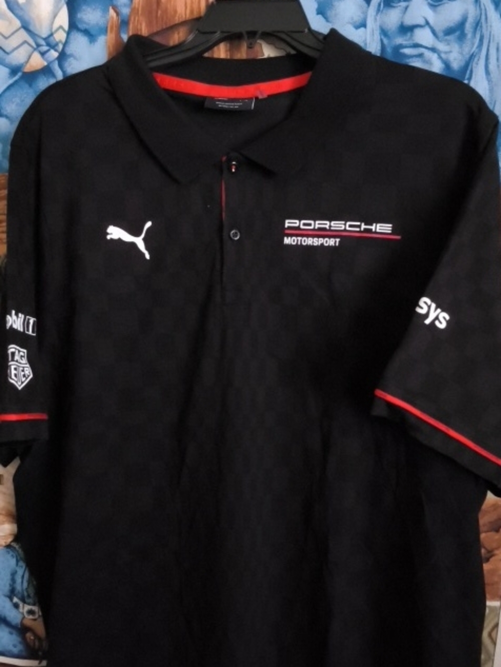 Puma Porsche Motorsport Black Polo with Red Trim